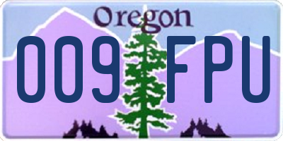 OR license plate 009FPU
