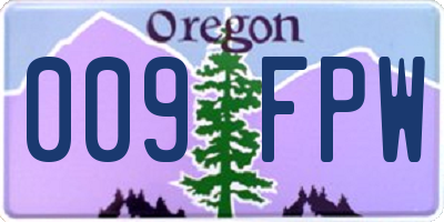 OR license plate 009FPW