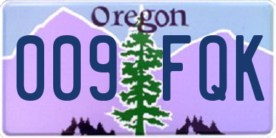 OR license plate 009FQK