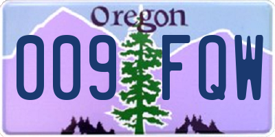OR license plate 009FQW