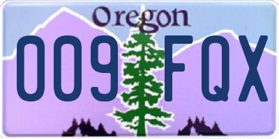 OR license plate 009FQX