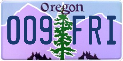 OR license plate 009FRI