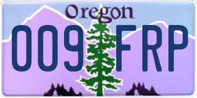 OR license plate 009FRP