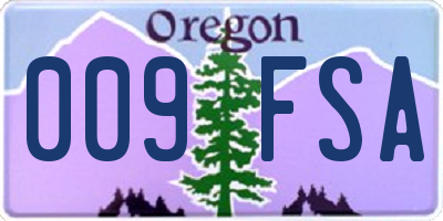 OR license plate 009FSA
