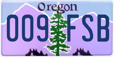 OR license plate 009FSB