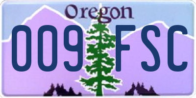 OR license plate 009FSC