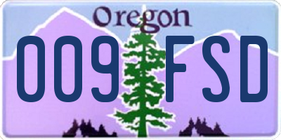 OR license plate 009FSD