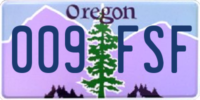 OR license plate 009FSF