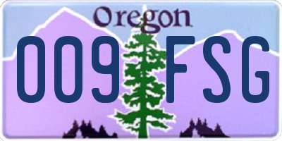 OR license plate 009FSG