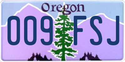 OR license plate 009FSJ