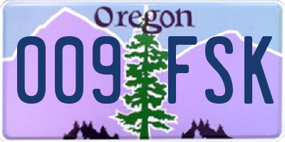OR license plate 009FSK