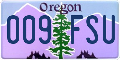 OR license plate 009FSU