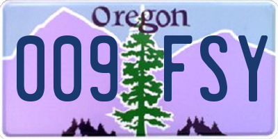 OR license plate 009FSY