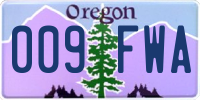 OR license plate 009FWA