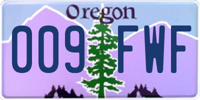 OR license plate 009FWF