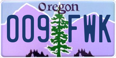 OR license plate 009FWK