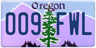 OR license plate 009FWL