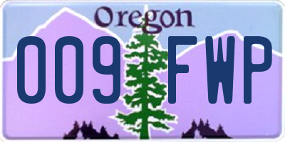 OR license plate 009FWP