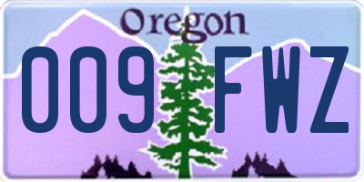 OR license plate 009FWZ