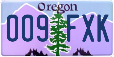 OR license plate 009FXK