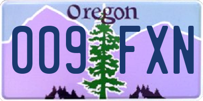 OR license plate 009FXN
