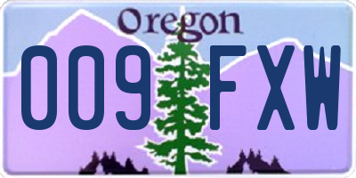 OR license plate 009FXW
