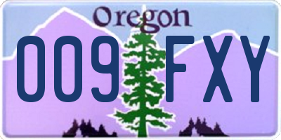 OR license plate 009FXY