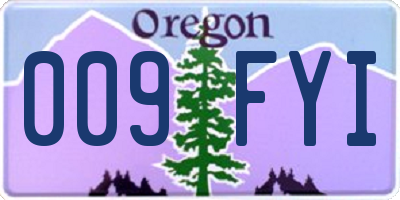 OR license plate 009FYI