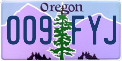 OR license plate 009FYJ