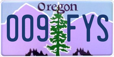 OR license plate 009FYS