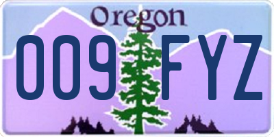 OR license plate 009FYZ