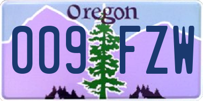 OR license plate 009FZW