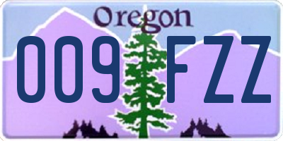 OR license plate 009FZZ