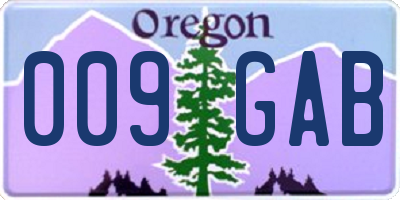OR license plate 009GAB