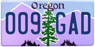 OR license plate 009GAD