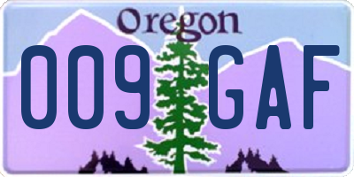 OR license plate 009GAF