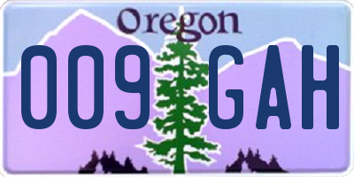 OR license plate 009GAH