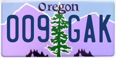 OR license plate 009GAK