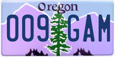 OR license plate 009GAM