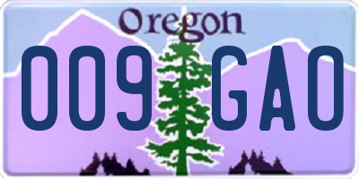 OR license plate 009GAO