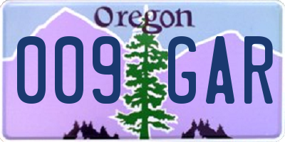 OR license plate 009GAR