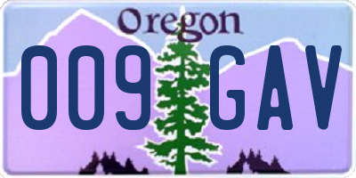 OR license plate 009GAV