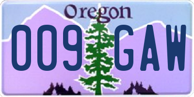 OR license plate 009GAW
