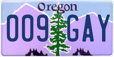 OR license plate 009GAY