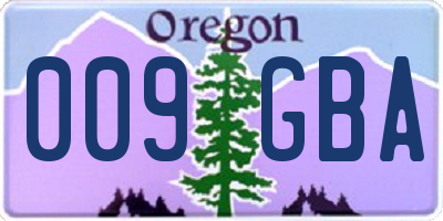 OR license plate 009GBA