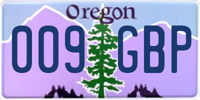 OR license plate 009GBP