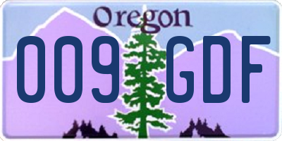OR license plate 009GDF
