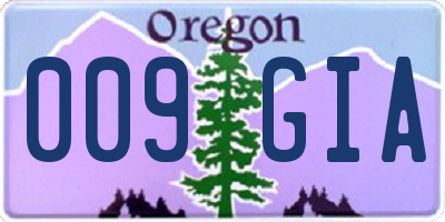 OR license plate 009GIA