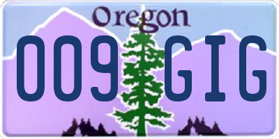 OR license plate 009GIG