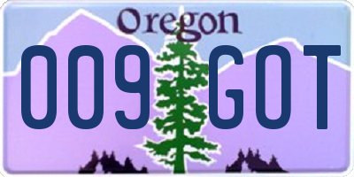 OR license plate 009GOT